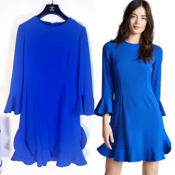 $288 JILL STUART New Royal Blue Crew Flare Dress 4 - Picture 2 of 16